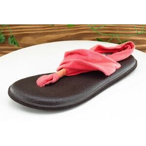 Sanuk Sz 6 M Pink Slingback Fabric Women‎ Sandals